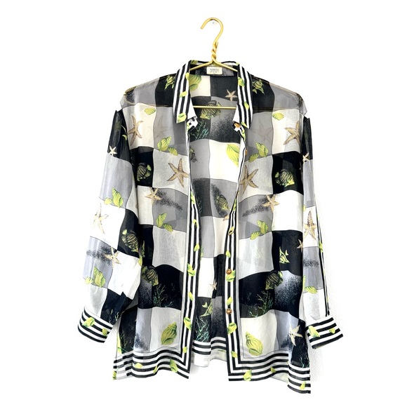 Barth Tops - Barth Vintage 80’s/90’s Sheer Seashell Blouse